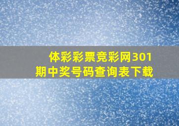 体彩彩票竞彩网301期中奖号码查询表下载