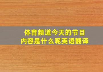 体育频道今天的节目内容是什么呢英语翻译