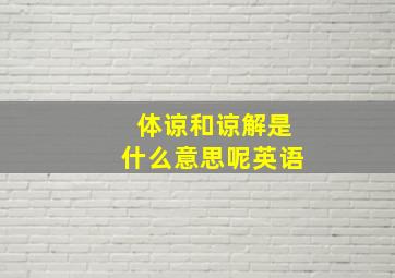 体谅和谅解是什么意思呢英语