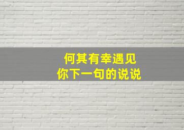 何其有幸遇见你下一句的说说