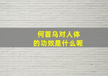 何首乌对人体的功效是什么呢