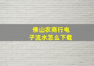 佛山农商行电子流水怎么下载