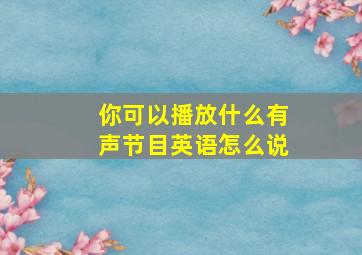 你可以播放什么有声节目英语怎么说