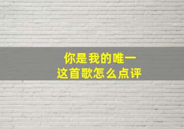 你是我的唯一这首歌怎么点评