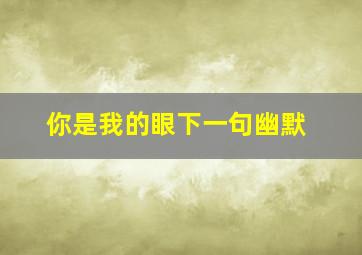 你是我的眼下一句幽默