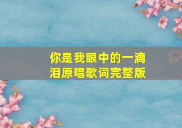 你是我眼中的一滴泪原唱歌词完整版