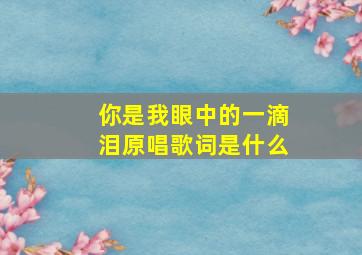 你是我眼中的一滴泪原唱歌词是什么