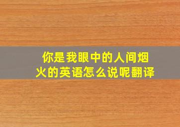 你是我眼中的人间烟火的英语怎么说呢翻译