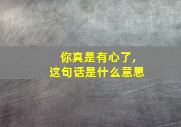 你真是有心了,这句话是什么意思