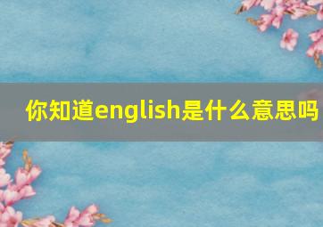 你知道english是什么意思吗