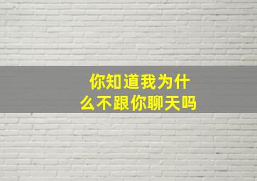 你知道我为什么不跟你聊天吗