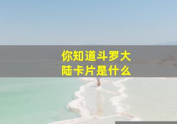 你知道斗罗大陆卡片是什么