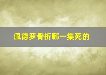 佩德罗骨折哪一集死的