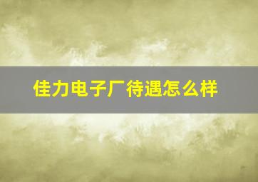 佳力电子厂待遇怎么样