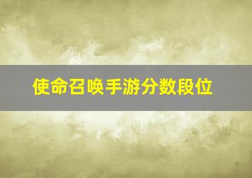 使命召唤手游分数段位