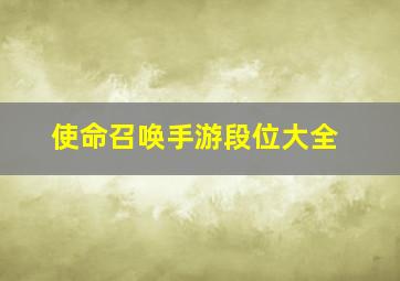 使命召唤手游段位大全