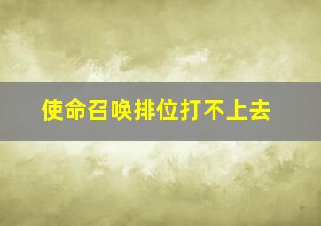 使命召唤排位打不上去