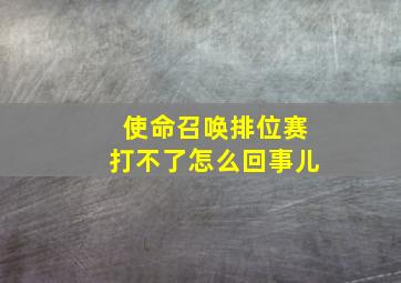 使命召唤排位赛打不了怎么回事儿