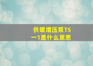 供暖增压泵TS一1是什么意思