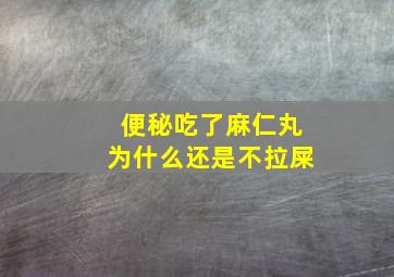 便秘吃了麻仁丸为什么还是不拉屎