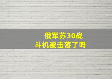 俄军苏30战斗机被击落了吗