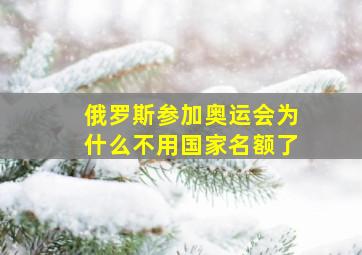 俄罗斯参加奥运会为什么不用国家名额了