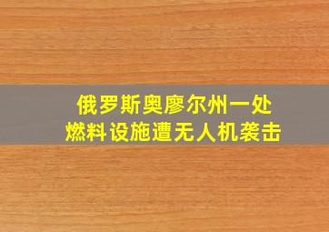 俄罗斯奥廖尔州一处燃料设施遭无人机袭击