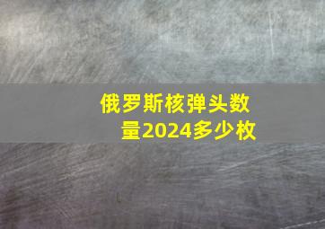 俄罗斯核弹头数量2024多少枚