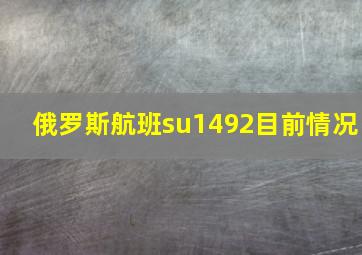 俄罗斯航班su1492目前情况