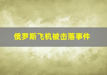 俄罗斯飞机被击落事件