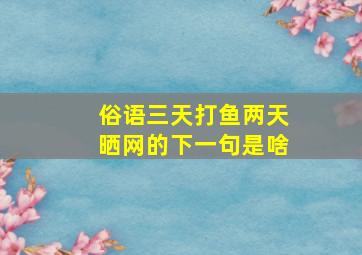 俗语三天打鱼两天晒网的下一句是啥