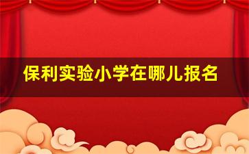 保利实验小学在哪儿报名