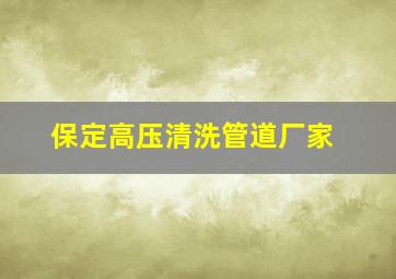 保定高压清洗管道厂家