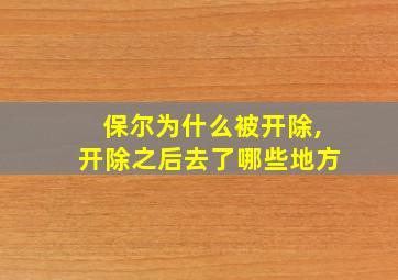 保尔为什么被开除,开除之后去了哪些地方