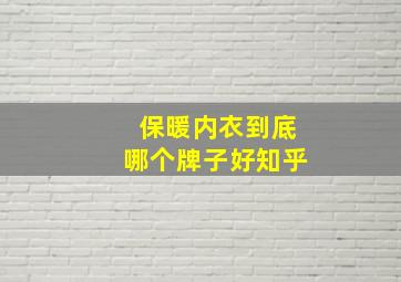 保暖内衣到底哪个牌子好知乎