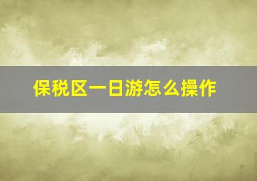 保税区一日游怎么操作