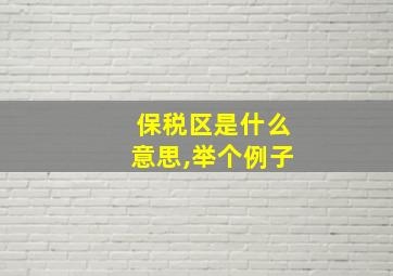 保税区是什么意思,举个例子