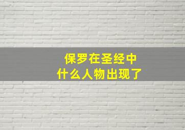 保罗在圣经中什么人物出现了