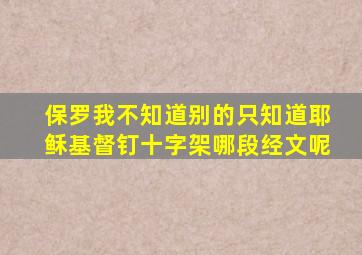 保罗我不知道别的只知道耶稣基督钉十字架哪段经文呢