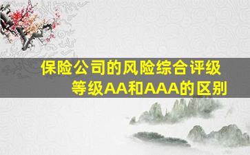 保险公司的风险综合评级等级AA和AAA的区别