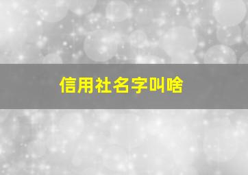 信用社名字叫啥