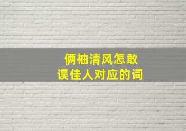 俩袖清风怎敢误佳人对应的词