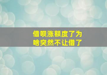 借呗涨额度了为啥突然不让借了