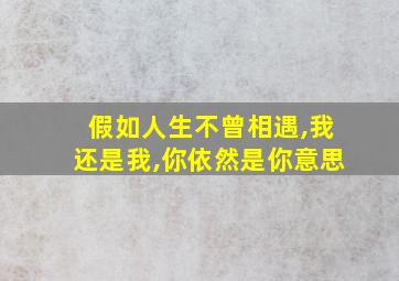 假如人生不曾相遇,我还是我,你依然是你意思