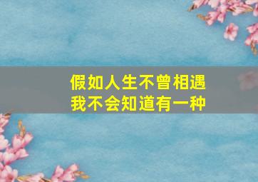 假如人生不曾相遇我不会知道有一种