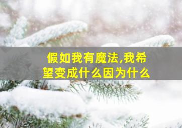 假如我有魔法,我希望变成什么因为什么