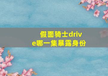 假面骑士drive哪一集暴露身份