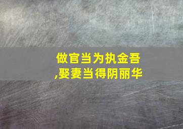 做官当为执金吾,娶妻当得阴丽华