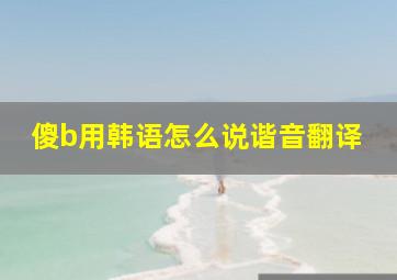 傻b用韩语怎么说谐音翻译