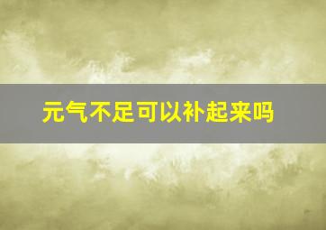 元气不足可以补起来吗